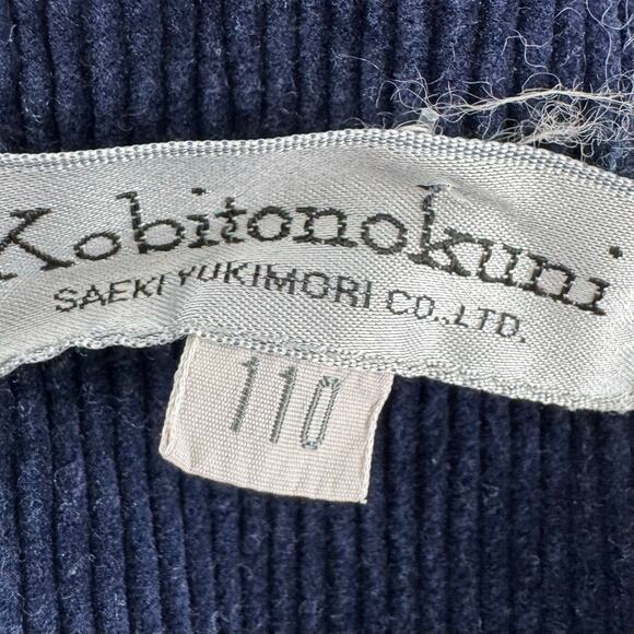 Vintage Kobotonokuni Embroidered Jumper Dress Navy Size 110 2T Corduroy - Picture 5 of 8